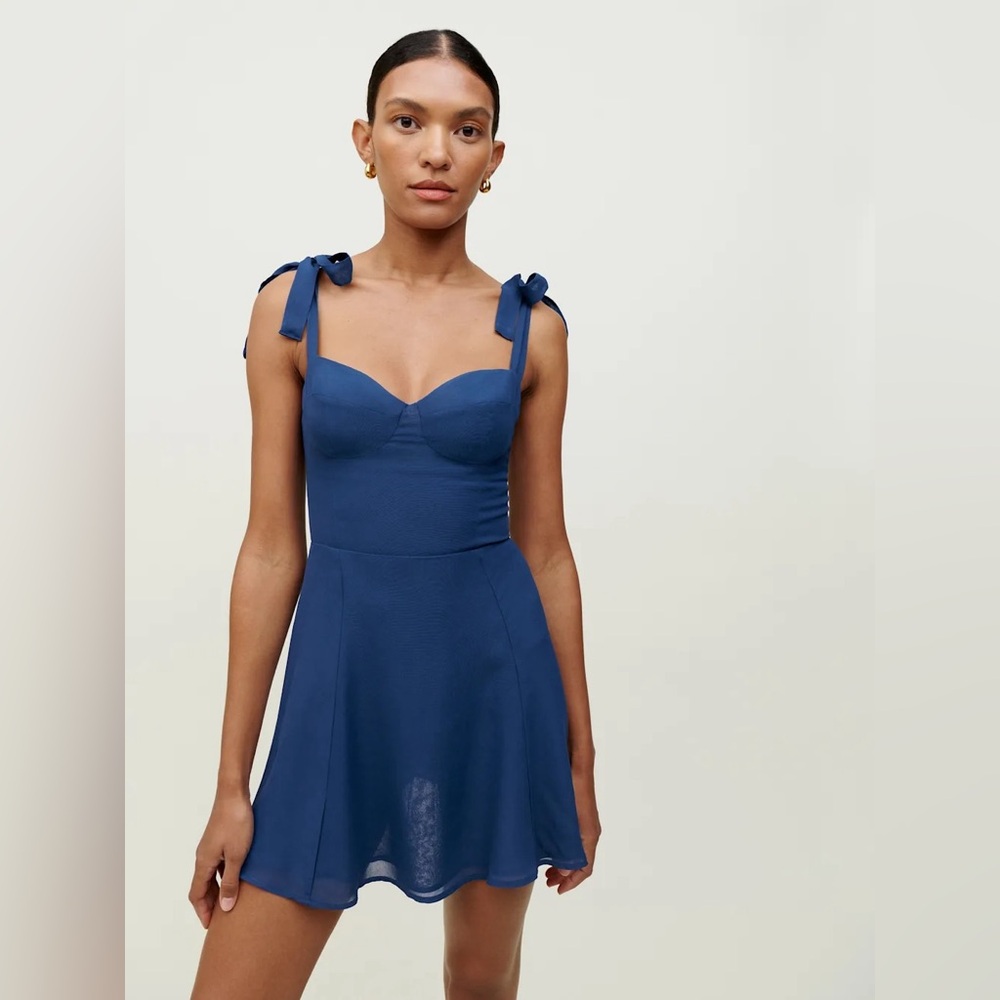 Reformation Niara Dress in Caspian Blue